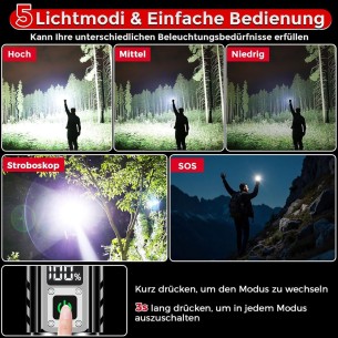 CRAFTMAX-30W-XHP70.2-LED-Reichweite-bis-1000-m-500000-Lumen-Taschenlampe-aufladbar-1 2