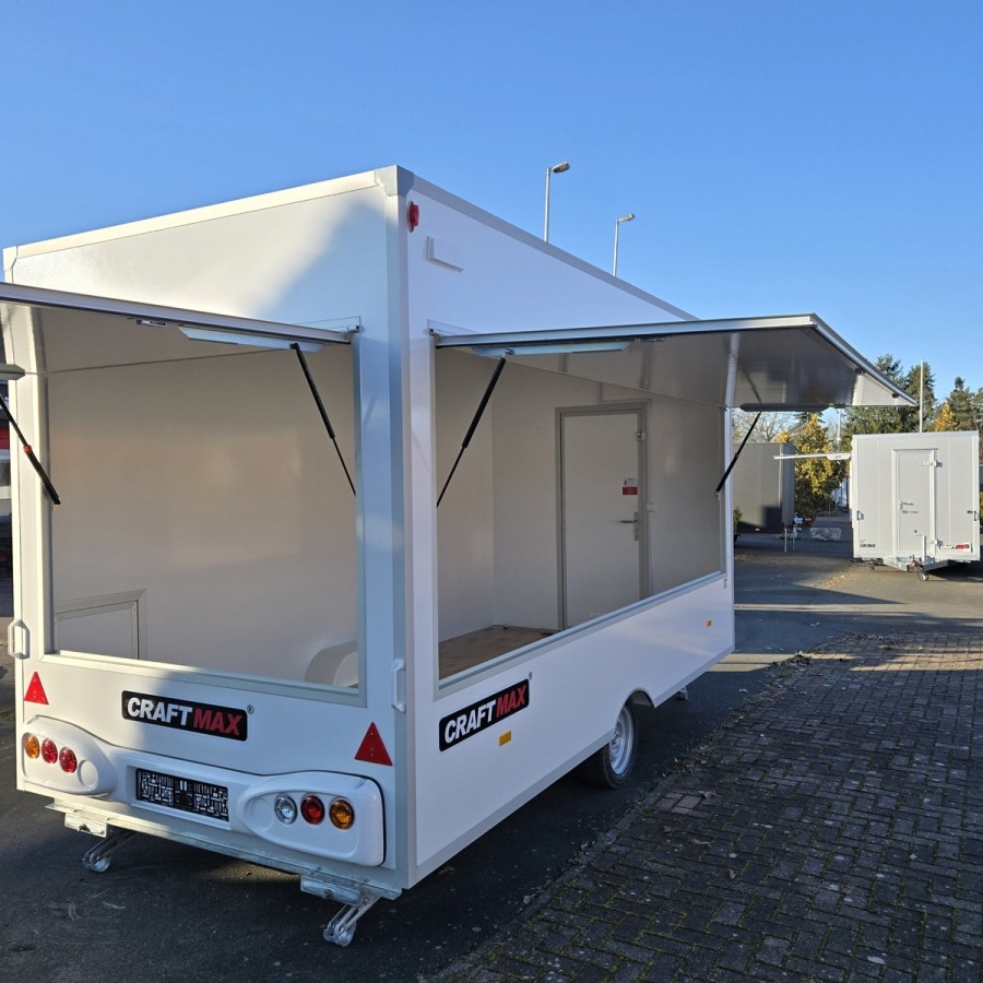 CRAFTMAX®-Verkaufsanhaenger-1300-mit-2-Verkaufsklappen-Thermo-Sandwichwaende-u.-boden-mit-PVC-Belag-Kurbel-Stuetzen-Elektro-Pake