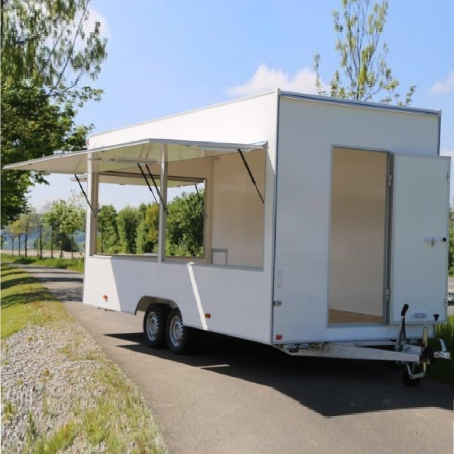 Verkaufsanhaenger-2000-XXL-Tandem-Foodtrailer-5.20x2.00x2.30m-drei-Verkaufsklappen-folierbare-GFK-Oberflaeche-4-Kurbel-Stuetzen-
