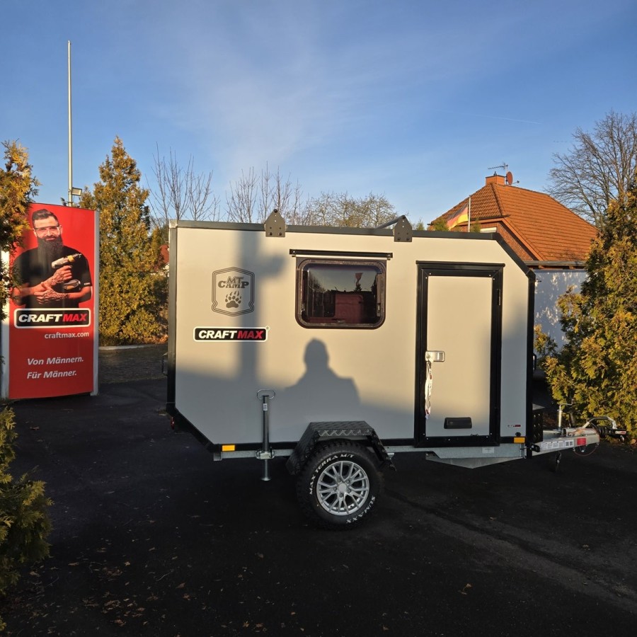 CRAFTMAX-OffRoad-Camping-Anhaenger-1300kg-Einachs-3.00x1.50x1.80m-mit-Klappe-nach-oben-Fenster-Tuer-100kmh-19
