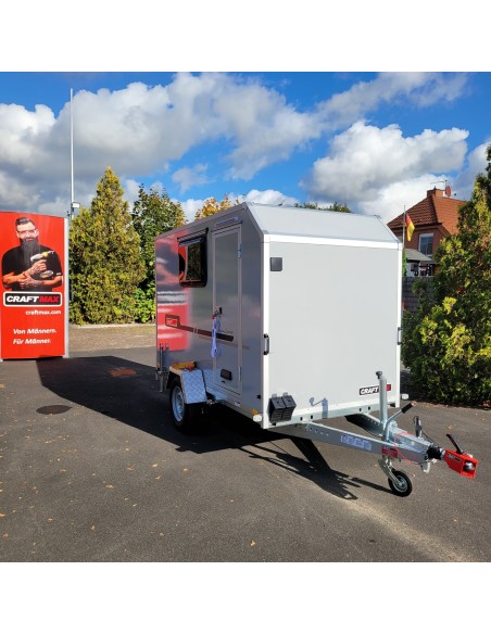 CRAFTMAX-OffRoad-1300-miniCamp-EVO-3.05x1.65x1.60m-Heckklappe-mit-Fenster-Seitenfenster-Tuer-100kmh-gruen