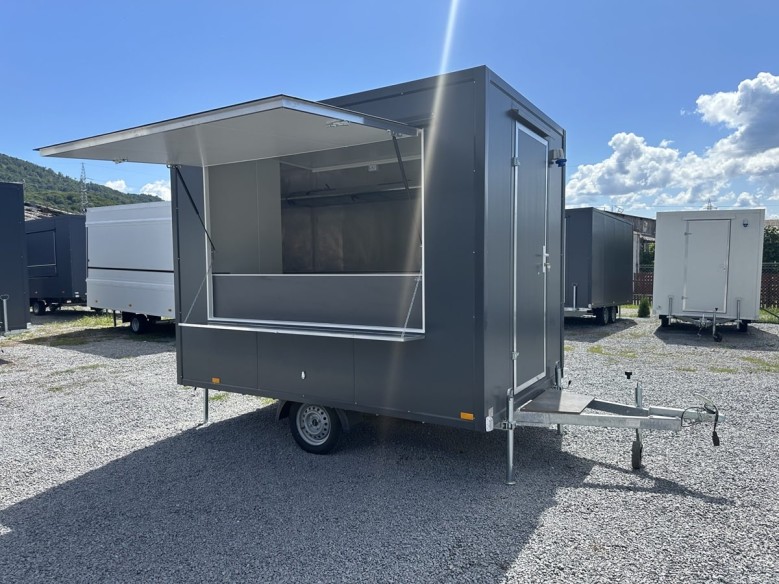 Verkaufsanhaenger-750-ThermoSandwichpanele-2.90x1.90x2.12m-Moebel-Kuehl-u.-Gefrieschrank-Waschbecken-Durchlauferhitzer-Dunstabzu
