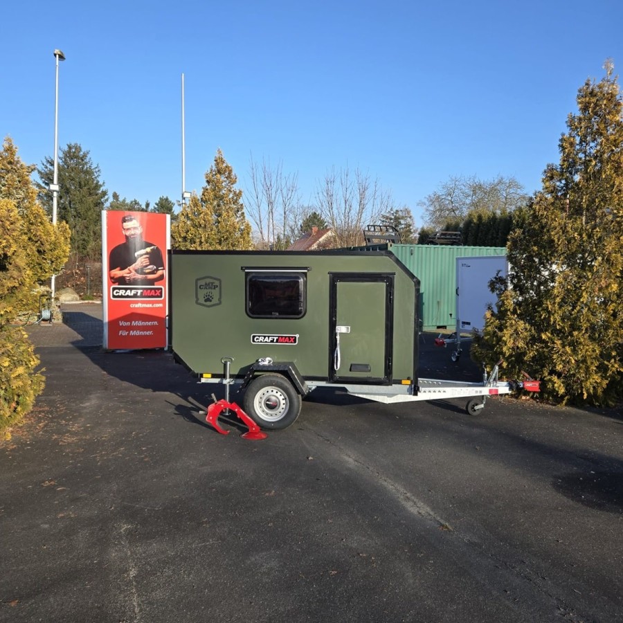 CRAFTMAX-BLACK-BROTHER-OffRoad-Mini-Caravan-750kg-gebremst-2.80x1.47x1.40m-fuer-Selbstausbau-Military-olive-gruen-2
