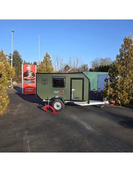 CRAFTMAX-BLACK-BROTHER-OffRoad-Mini-Caravan-750kg-gebremst-2.80x1.47x1.40m-fuer-Selbstausbau-Military-olive-gruen-2
