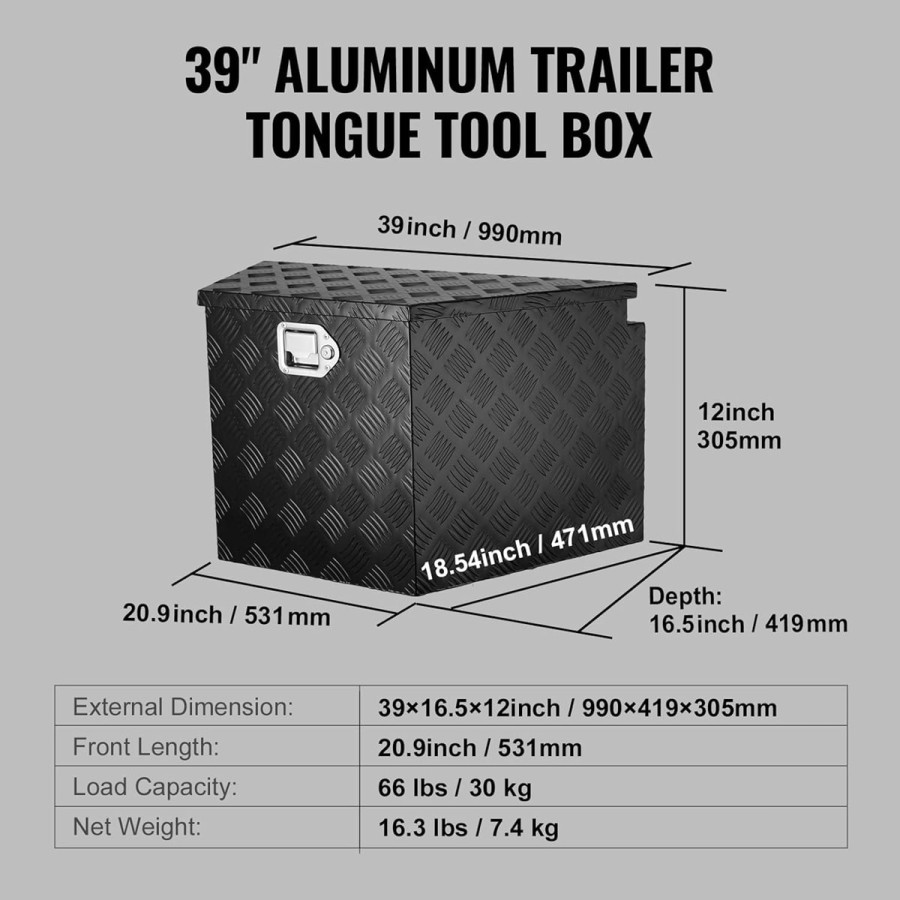 Aluminium-Staubox-Trapezform-fuer-Anhaenger-Deichsel-schwarz