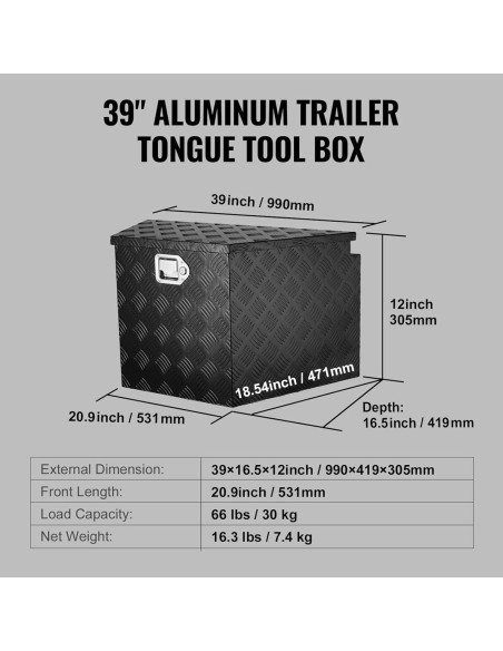 Aluminium-Staubox-Trapezform-fuer-Anhaenger-Deichsel-schwarz