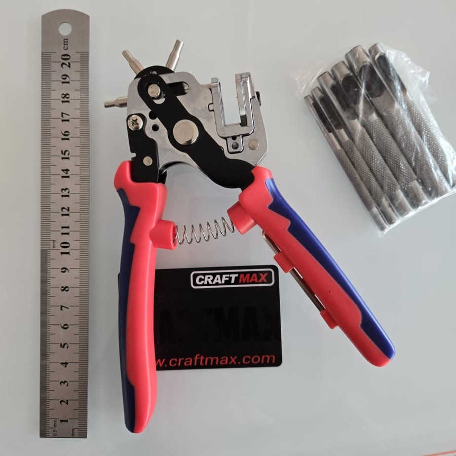 Lochzange-fuer-Leder-Guertellochzange-Lederguertel-Drehlochzange-mit-Hebeluebersetzung-zum-Lochen-von-Guertel-Stoff-Leder-Pappe-