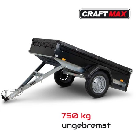 CRAFTMAX-Kastenanhaenger-mit-Kippdeichsel-BlackEdition-750kg-ungebremst-schwarz-pulverbeschichtet-mit-schwarzer-Flachplane-und-B