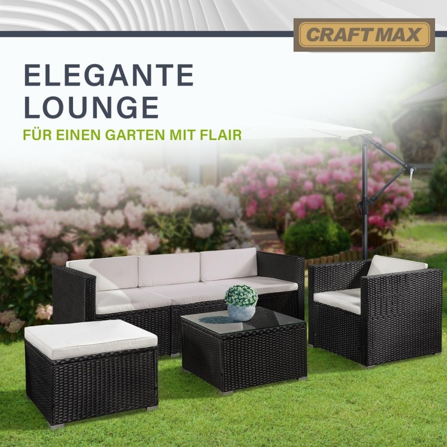 CRAFTMAX®-Luxus-Rattan-Lounge-Sitzgarnitur-mit-Sofa-Sessel-Hocker-Glastisch-Indoor-und-Outdoor-1