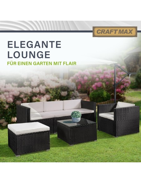 CRAFTMAX®-Luxus-Rattan-Lounge-Sitzgarnitur-mit-Sofa-Sessel-Hocker-Glastisch-Indoor-und-Outdoor-1