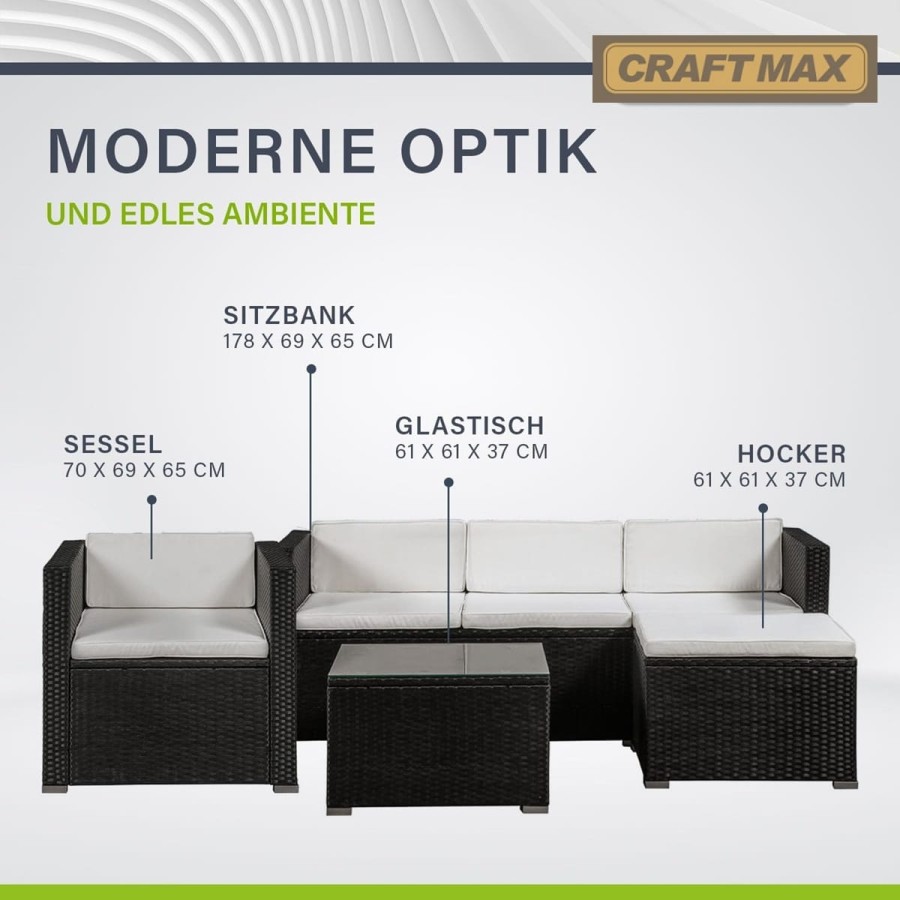 CRAFTMAX®-Luxus-Rattan-Lounge-Sitzgarnitur-mit-Sofa-Sessel-Hocker-Glastisch-Indoor-und-Outdoor-3