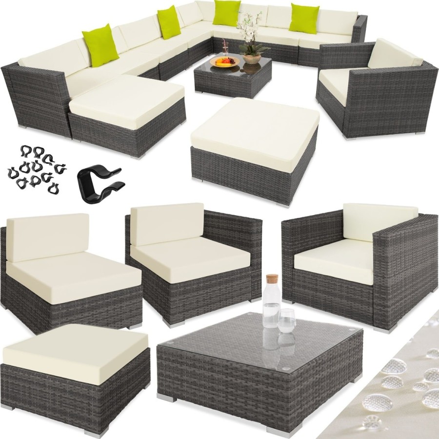 CRAFTMAX®-12-teilige-Rattan-Lounge-Sitzgarnitur-mit-Sofa-Sessel-Hocker-und-Glastisch-1