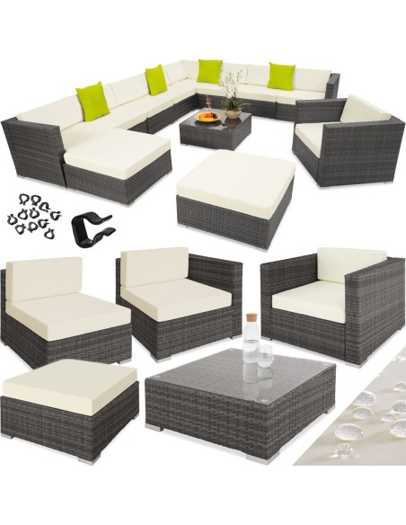 CRAFTMAX®-12-teilige-Rattan-Lounge-Sitzgarnitur-mit-Sofa-Sessel-Hocker-und-Glastisch-1