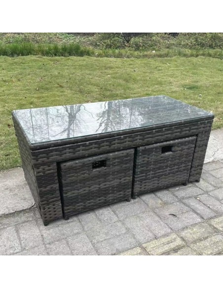 Platin-Rattan-Lounge-Sitzgarnitur-mit-3x-Sofa-1x-Couchtisch-mit-Glasplatte-2x-Beistelltisch-2x-Hocker-mit-dicken-Sitzpolster-abw