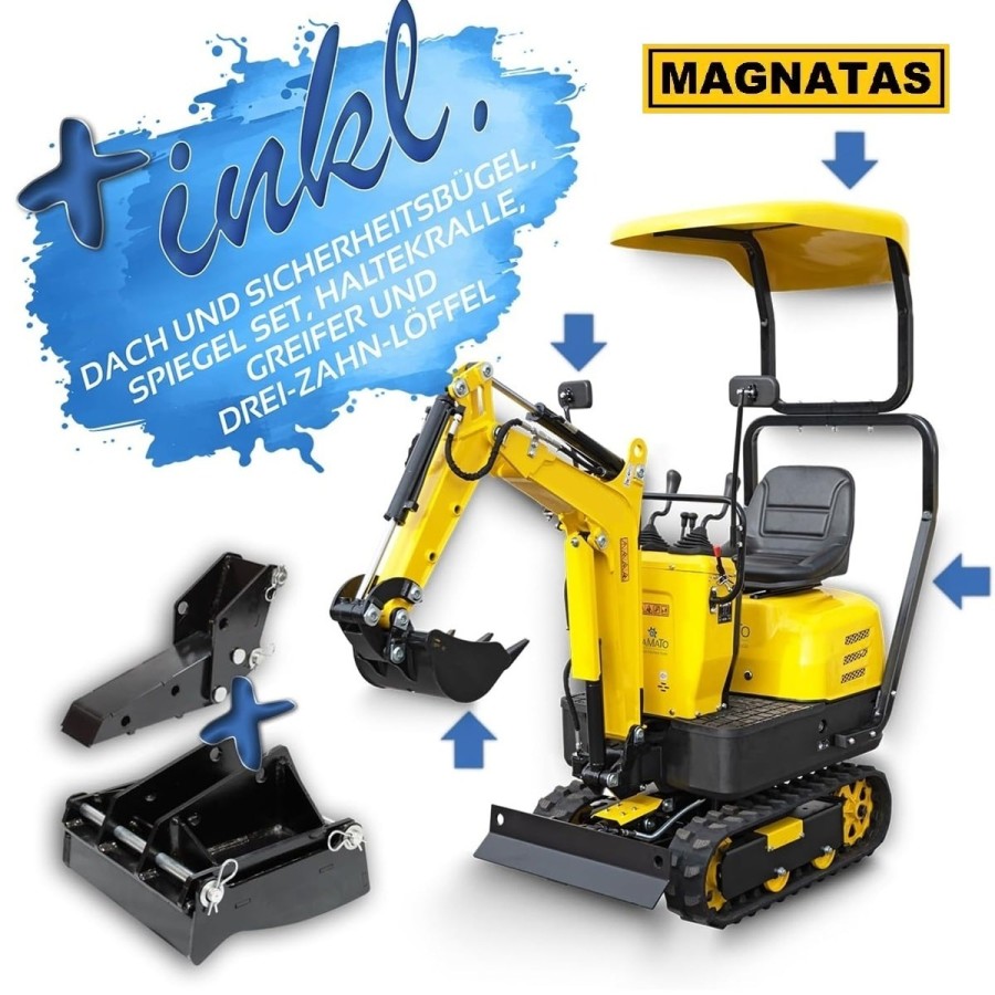 Mini-Kettenbagger-63-kW-Benzinmotor-mit-Elektrostart-bis-zu-88-kN-Kraft-am-Loeffel-LED-Schweinwerfer-Dach-Zubehoer-Set-5