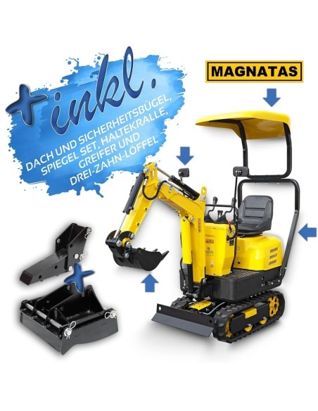 Mini-Kettenbagger-63-kW-Benzinmotor-mit-Elektrostart-bis-zu-88-kN-Kraft-am-Loeffel-LED-Schweinwerfer-Dach-Zubehoer-Set-5