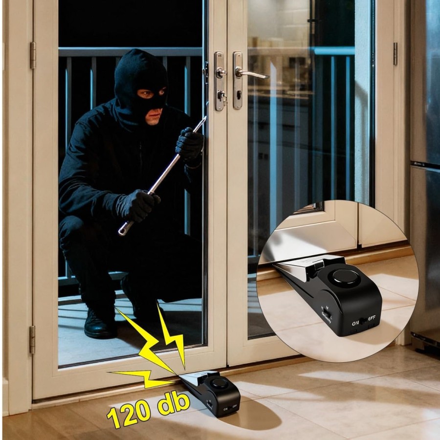 SAEFTY-FIRST-Tuerstopper-Alarm-120-dB-Sicherheitsalarm-Bodenkeil-Tuerstopper-Sirene-Tuersicherheitsgeraete-fuer-Reisen-Wohnung-H