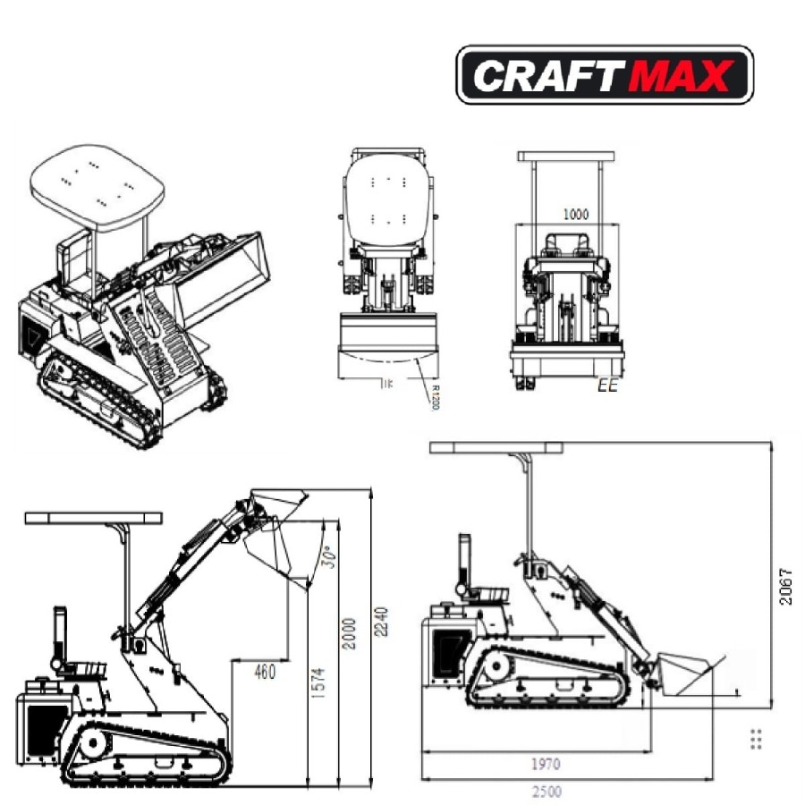 CRAFTMAX-Kompaktlader-860-Multilader-Raupenkettenantrieb-633-Kw-86-PS-Koop-Dieselmotor-300-kg-Hublast-5