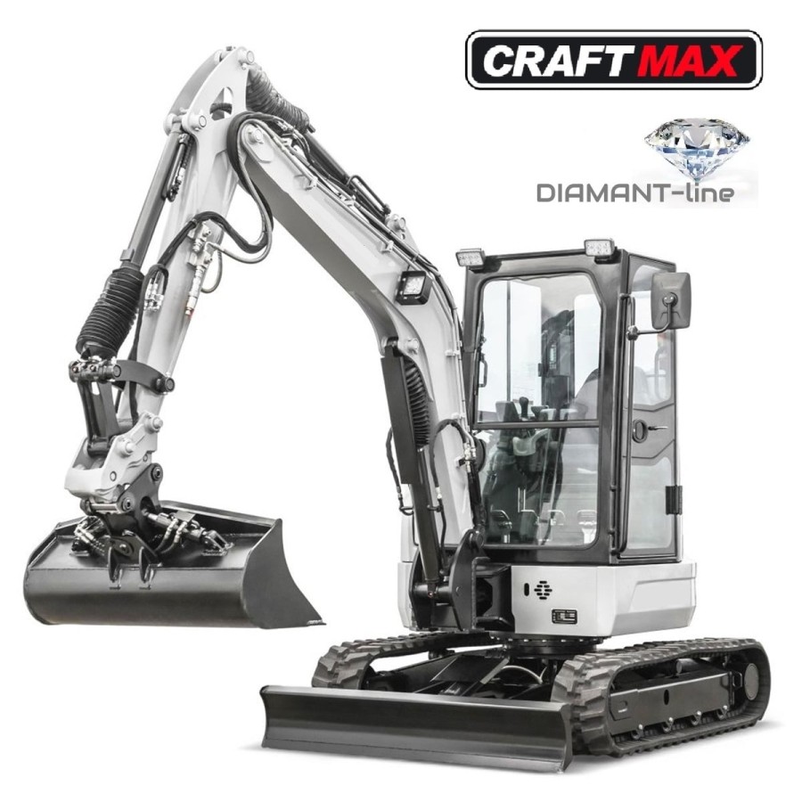 CRAFTMAX-Kompaktbagger-3700-Diamantline-18.2KW25PS-Yanmar-Diesel-Euro5-Raupenkette-Fahrerkabine-Joystick-schwenkbarer-Baggerarm-