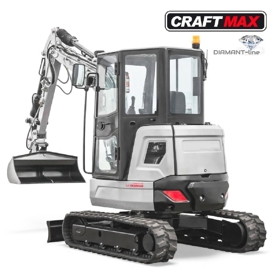 CRAFTMAX-Kompaktbagger-3700-Diamantline-18.2KW25PS-Yanmar-Diesel-Euro5-Raupenkette-Fahrerkabine-Joystick-schwenkbarer-Baggerarm-