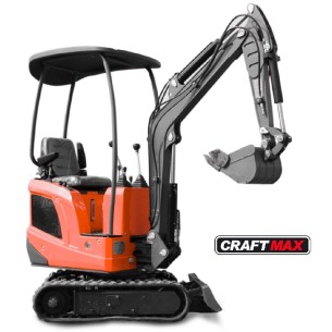 CRAFTMAX®-Mini-Bagger-1200kg-Kettenraupe-102-Kw-138-PS-Kubota-Euro5-Diesel-Knickmatik-schwenkbarer-Baggerarm-Joystick-Sonnendach 2