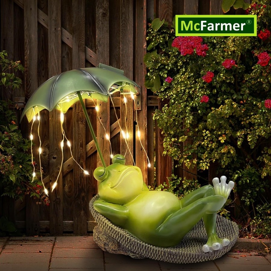 McFARMER®-Frosch-im-Garten-mit-Schirm-Solar-LED-Beleuchtung-Dekofigur-massiv-wetterfest-und-farbbestaendig-17x15x14-1