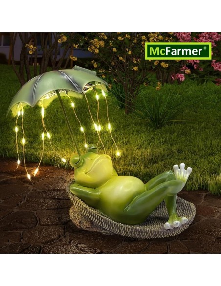 McFARMER®-Frosch-im-Garten-mit-Schirm-Solar-LED-Beleuchtung-Dekofigur-massiv-wetterfest-und-farbbestaendig-17x15x14-5