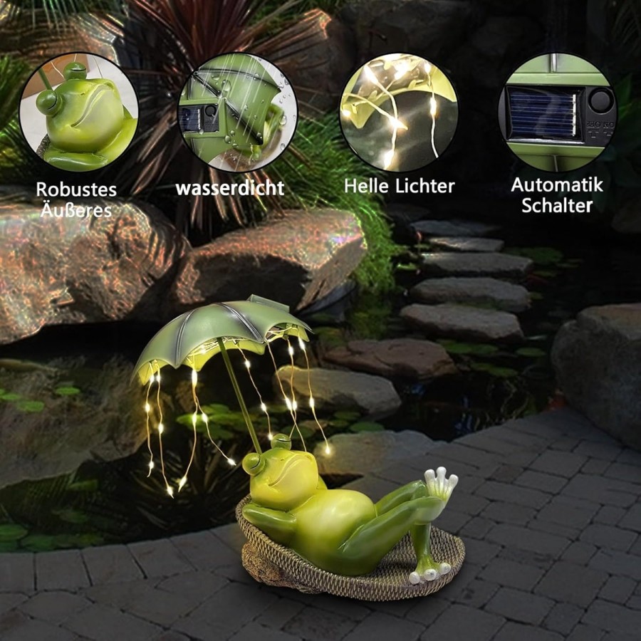 McFARMER®-Frosch-im-Garten-mit-Schirm-Solar-LED-Beleuchtung-Dekofigur-massiv-wetterfest-und-farbbestaendig-17x15x14-3