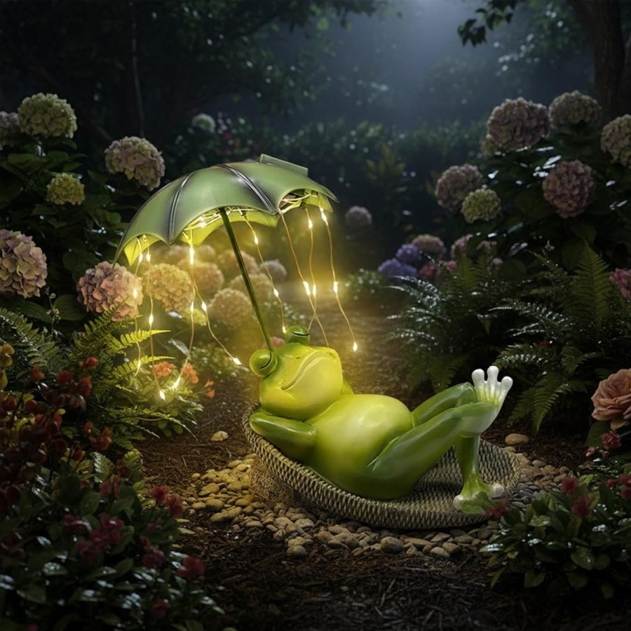 McFARMER®-Frosch-im-Garten-mit-Schirm-Solar-LED-Beleuchtung-Dekofigur-massiv-wetterfest-und-farbbestaendig-17x15x14-4