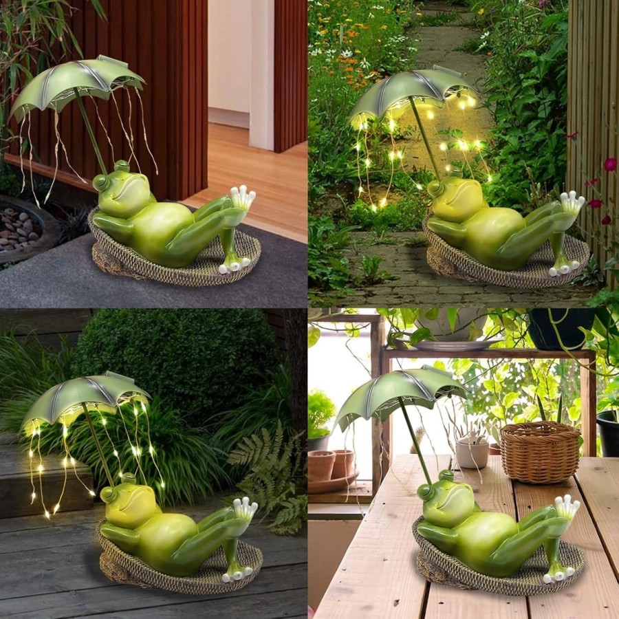 McFARMER®-Frosch-im-Garten-mit-Schirm-Solar-LED-Beleuchtung-Dekofigur-massiv-wetterfest-und-farbbestaendig-17x15x14-8