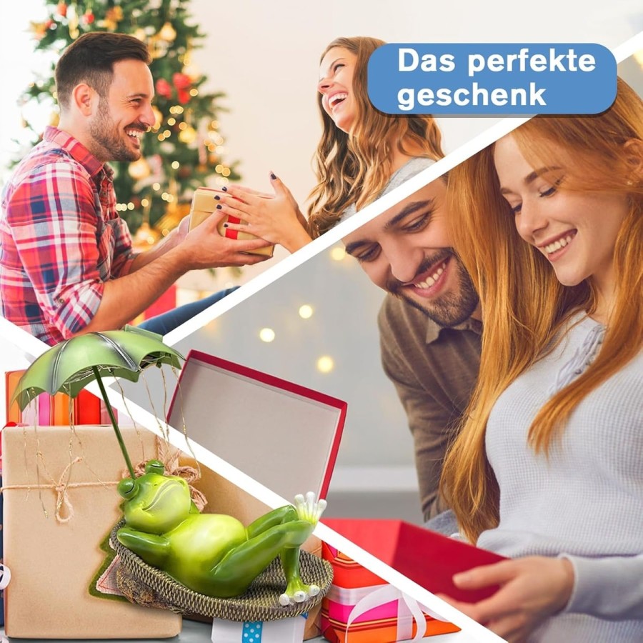 McFARMER®-Frosch-im-Garten-mit-Sonnenschirm-Solar-LED-Beleuchtung-Dekofigur-massiv-wetterfest