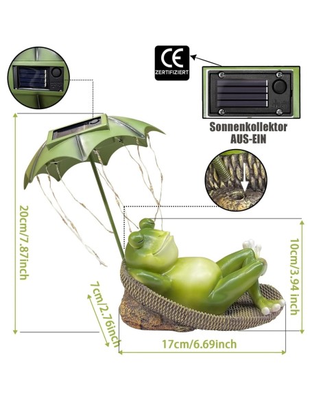 McFARMER®-Frosch-im-Garten-mit-Schirm-Solar-LED-Beleuchtung-Dekofigur-massiv-wetterfest-und-farbbestaendig-17x15x14-7
