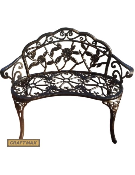 Luxus-Palais-Gartenbank-kunstvolle-Rosen-Verzierungen-prachtvoller-Jugendstil-antik-Bronze-1
