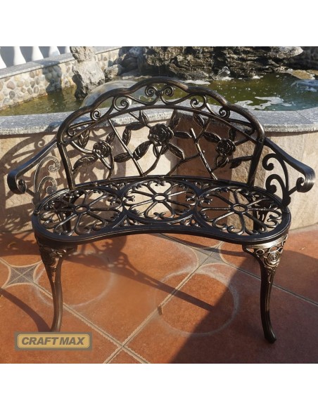 Luxus-Palais-Gartenbank-kunstvolle-Rosen-Verzierungen-prachtvoller-Jugendstil-antik-Bronze-3